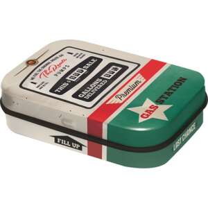 Retro Gas Station Metal Tin with Peppermint Candy - Cukorka