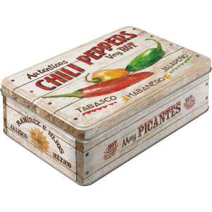 Chili Peppers Metal Storage Box, Vintage Design, 2.5 Liter Capacity - Kitchen Storage Container