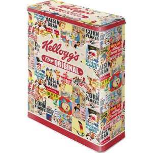 Kellogg's The Original Corn Flakes Storage Tin, metal storage box with vintage Kellogg's ad design - Kitchen Storage Container