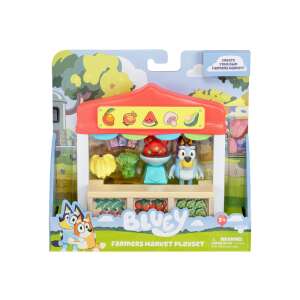 Игрален комплект Bluey Farmers Market, игрален комплект с кучето Bluey, павилион, плодове, зеленчуци и везна - Фигура