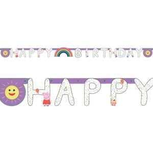 Peppa Pig Happy Birthday Banner with Rainbow and Sun - Party Decoration