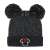 Black Minnie Mouse winter hat with two pom-poms