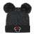 Black Minnie Mouse winter hat with two pom-poms