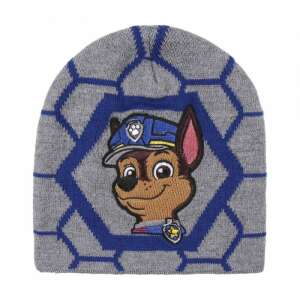 Paw Patrol Chase beanie hat for kids, gray with blue pattern and Chase's face - Paw Patrol