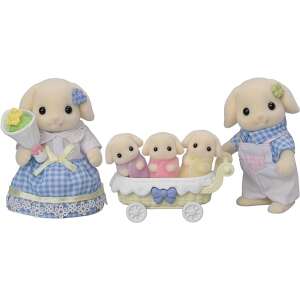 Sylvanian Families Flora Rabbit Family toy set with parents and triplets in a stroller - Figure