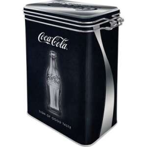 Coca-Cola metal storage box with aroma seal, 1.3L, black with silver accents - Kitchen Storage Container