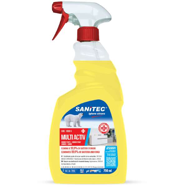 Alkoholos Felületfertőtlenítő és Tisztítószer Citrom illattal 750 ml - Sanitec Multi Activ Lemon