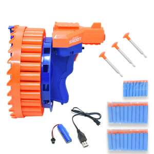 Electric toy gun with 28 foam bullets, blue and orange, rapid fire, SHOOT brand - Nonbrand Interactive Kids' Toy