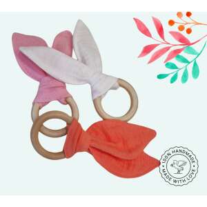 Pegazus nyuszifüles rágóka rózsaszín és korall színben - Textil pelenka