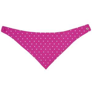 Rózsaszín pöttyös baba nyálkendő fehér pöttyökkel, háromszög alakú, patentos - Nyálkendő