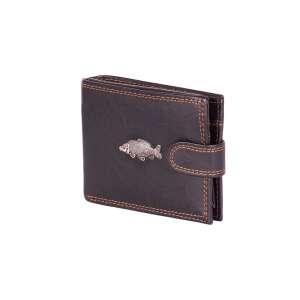 Fekete bőr pénztárca ponty mintával, oldalnézet - Férfi pénztárca