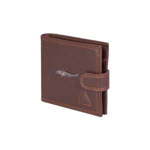 Barna bőr pénztárca hal mintával, oldalnézet - Férfi pénztárca