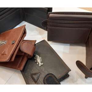 Barna bőr pénztárca hal mintával, férfi pénztárca, Horgász Pénztárca Süllő Sötétbarna - Férfi pénztárca