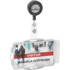 Durable ECO szürke kártyatartó kihúzható zsinórral - Durable