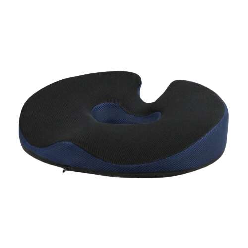 QMed anatómiai ülőgyűrű, kék és fekete színben, jobb testtartáshoz és hátfájás enyhítéséhez