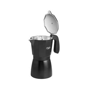 Cafenieră de espresso Adler, negru, 9 cești, pentru aragaz, din aluminiu, mâner rece - Aparat de cafea cu gura de scurgere
