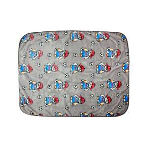 Szürke babatakaró focilabda és plüssmackó mintával, 70x90cm - Babatakaró