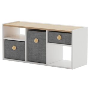 Quasar & Co. TV-Schrank für Kinderzimmer mit weißem Rahmen und Eichenplatte - TV- und Medienaufbewahrungsmöbel