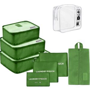Quasar & Co. green 7-piece luggage organizer set with cosmetic bag - Luggage Accessory