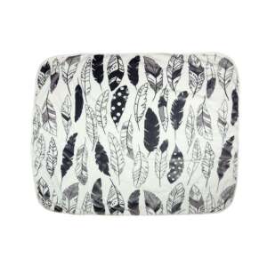 Fehér és szürke tollmintás babatakaró, 70x90cm - Babatakaró