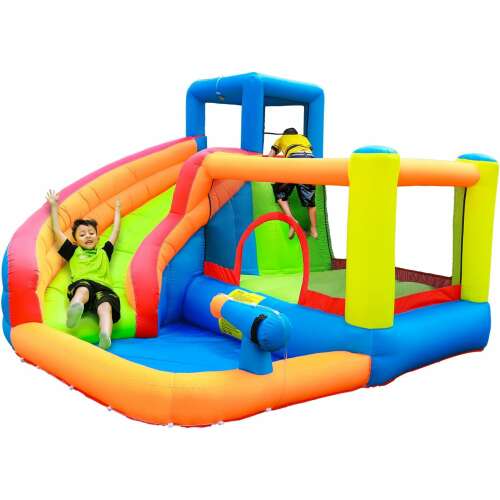 Pepita Funny XXL vizes Ugrálóvár 430x400x225cm csúszdával, vízsugárral #kék-narancs inflatable bounce house with slide and water sprinkler