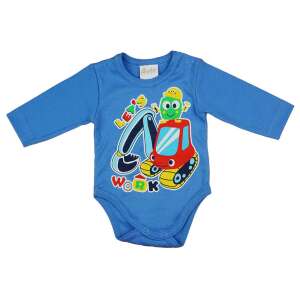 Kék hosszú ujjú baba body munkagépes mintával - Divat & Öltözködés