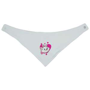 Marie cica Disney baba nyálkendő, háromszög alakú, fehér rózsaszín szívekkel - Nyálkendő