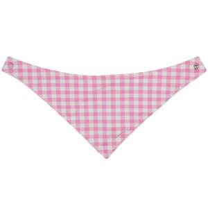Rózsaszín és fehér kockás baba nyálkendő, háromszög alakú, nikkelmentes patenttal - Nyálkendő