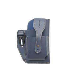 Blue leather belt bag, Retro style, Easyonly brand - Belt bag