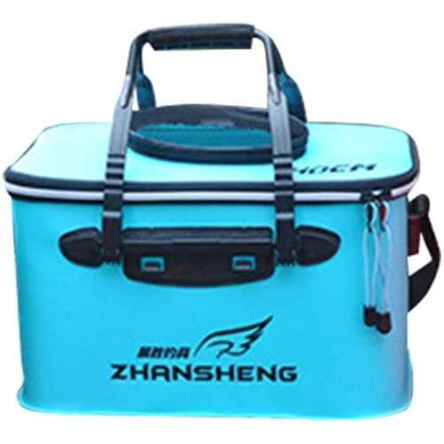 ZHENSHENG Faltbare Angeltasche mit Fischträger, blau