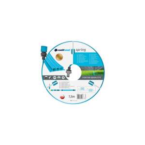 Cellfast Spring 7,5m Gartenschlauch, aufgerollt, blau, mit Anschlüssen - Bewässerung