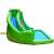 Side view of the Pepita Croco XXL inflatable water slide with two slides and a climbing wall, green