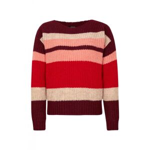 Pulover Dama cu Dungi - Burgundia, Roșu, Bej - Vedere de Sus - Îmbrăcăminte pentru femei
