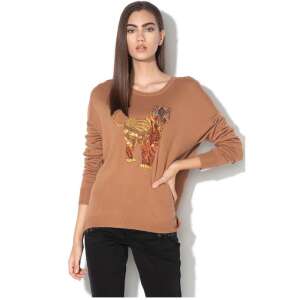 Desigual Tigrismintás Női Pulóver - Karamellbarna 35975470 - Desigual