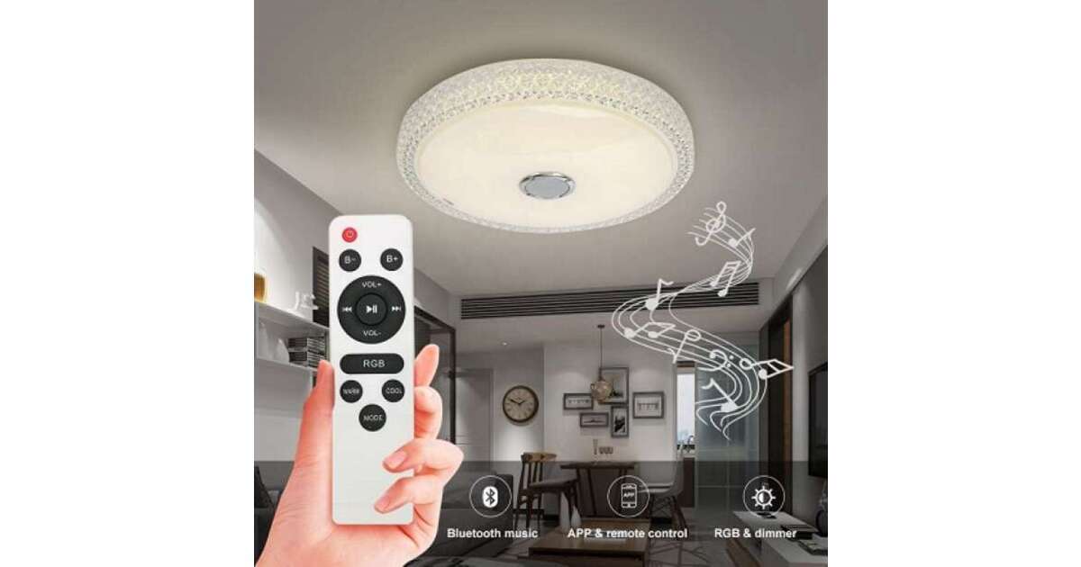 Smart Lamp – Intelligens RGBW mennyezeti lámpa Bluetooth-os hangszóróval, 3000-6500K