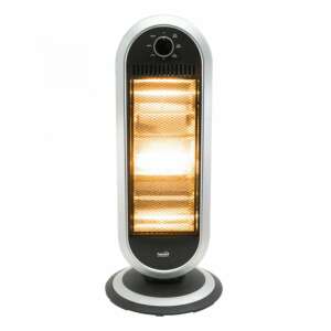 Home KF 231 álló elektromos halogén hősugárzó fűtőtest, 400W/800W/1200W, oszcillálás, IP20 védelem, fekete/ezüst - Home by Somogyi