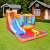 Pepita Space XL inflatable bounce house with water pool and slide, blue and orange, in a backyard