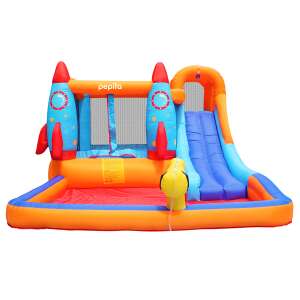 Pepita Space XL water bouncy castle 370x260x185cm with bouncy castle and slide #blue-orange