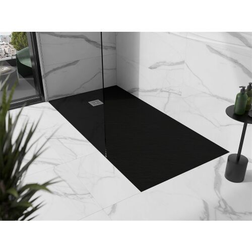 Mexen Stone+ 160x70 cm fekete zuhanytálca fürdőszobába szerelve - Zuhanytálca