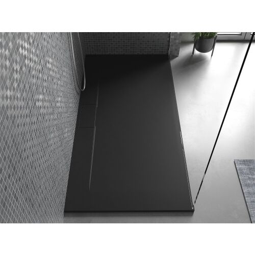 Mexen Egon 200x90 cm fekete zuhanytálca beépítve a fürdőszobában - Zuhanytálca