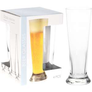 4 db-os söröspohár készlet, 3,7 dl űrtartalommal, átlátszó üveg, magas, talppal - Söröspohár