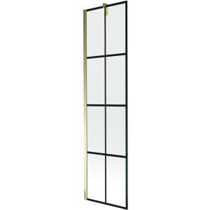 Mexen Next arany keretes, fekete rácsos, egy paneles kádparaván - Kádparaván