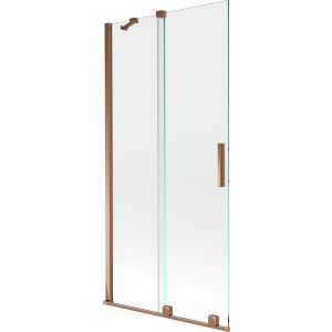 Mexen Velar 2 részes csúszó kádparaván 90x150cm, átlátszó nano üveg, rózsa arany keret - Kádparaván