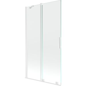Mexen Velar 2 részes toló kádparaván, 100x150 cm, átlátszó üveg fehér kerettel - Kádparaván