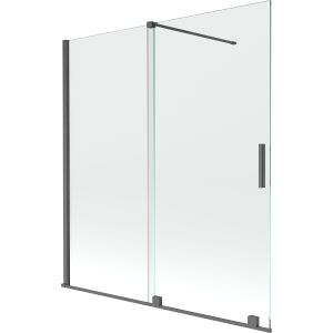 Mexen Velar kétrészes csúszó kádparaván gun gray kerettel és átlátszó üveggel - Kádparaván