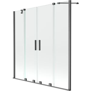 Mexen Velar Duo 150x150 cm kétrészes csúszó kádparaván szürke kerettel - Kádparaván