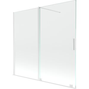 Mexen Velar 2 részes csúszó kádparaván 170x150 cm, átlátszó nano üveg, fehér keret, stúdiófelvétel - Kádparaván