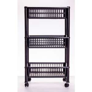 Gurulós tároló állvány, fekete