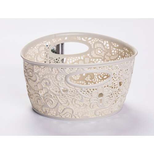 Csipkemintás tároló kosár, Victoria törtfehér 36000516