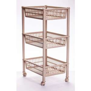 Praktikus 3 Polcos Gurulós Tároló - Bézs Műanyag